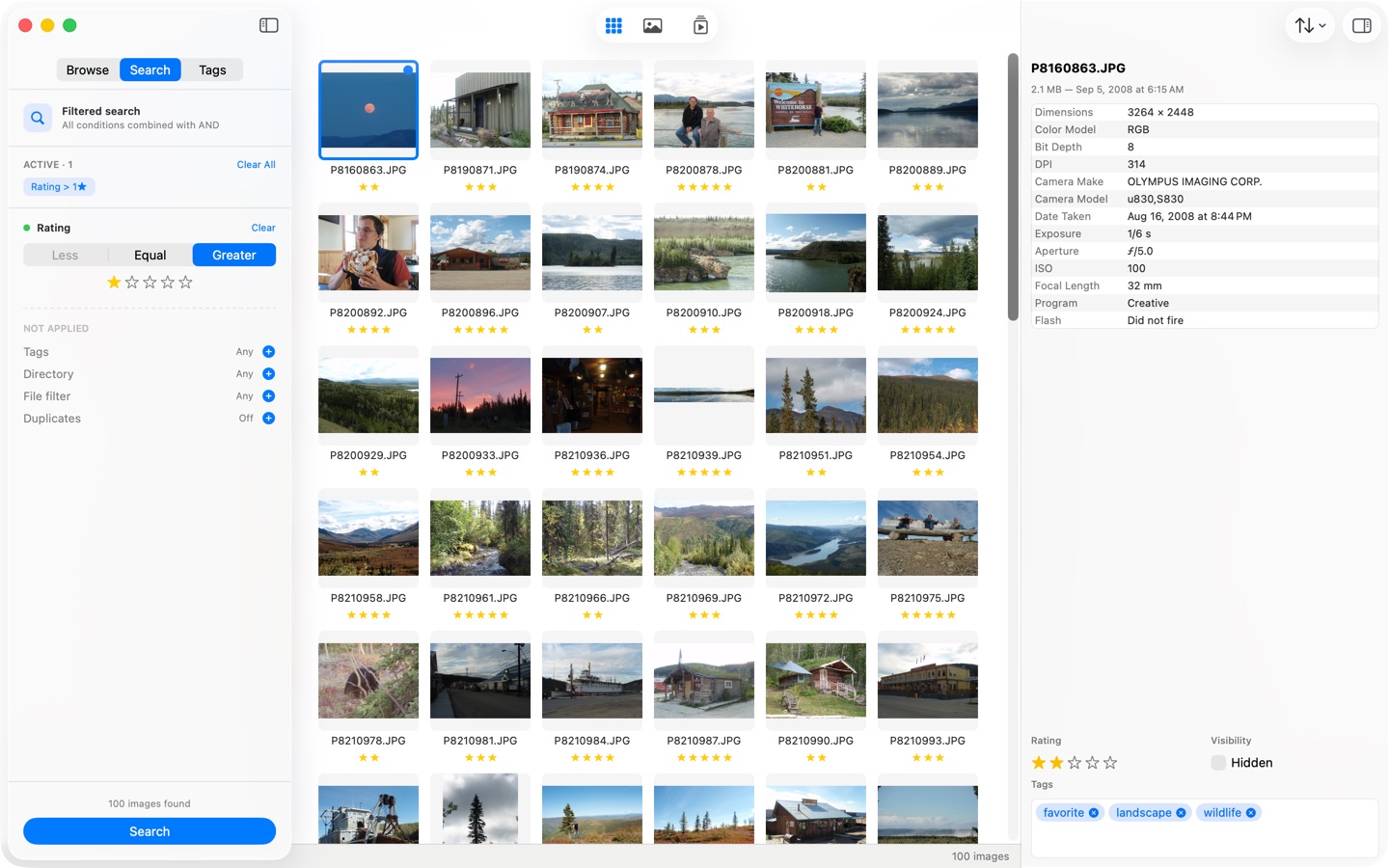 The SeeDis search panel with stacked filters on macOS.